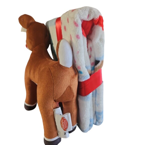 Rudolph the Red Nosed Reindeer Plush Hugger & 40"x50" Blanket Kid's Throw NWT - Picture 6 of 9